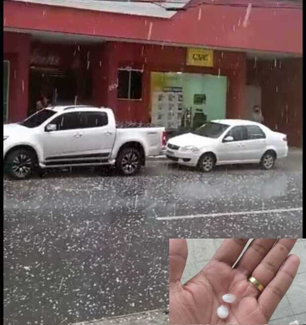 Deu granizo: Chuva de pedra assustou a região na tarde de ontem
