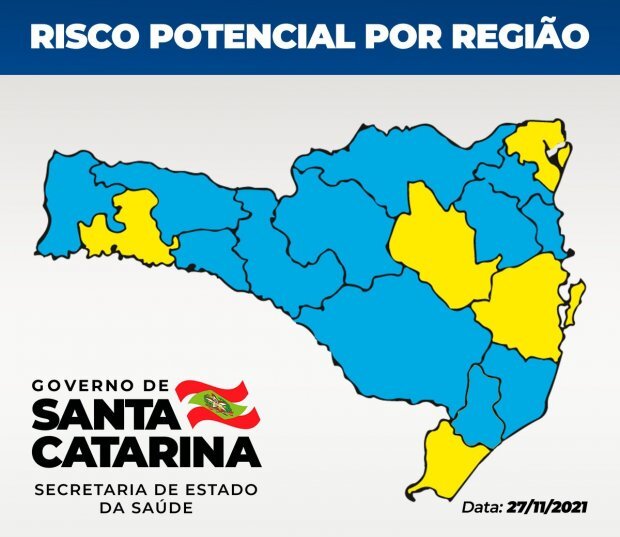 Boletim Coronavírus: Matriz do Risco em SC aponta 12 regiões no nível moderado e cinco no alto