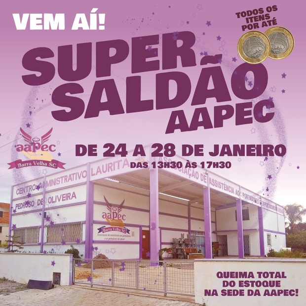 Brechó a R$ 1 e R$ 2: “Saldão da AAPEC” começa segunda-feira, dia 24, em Barra Velha