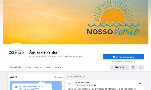 Mídias sociais da Águas de Penha mantém consumidor informado sobre ações da concessionária