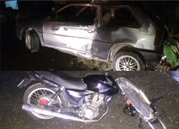 Luiz Alves: Motociclista bate em carro parado e fica em estado grave