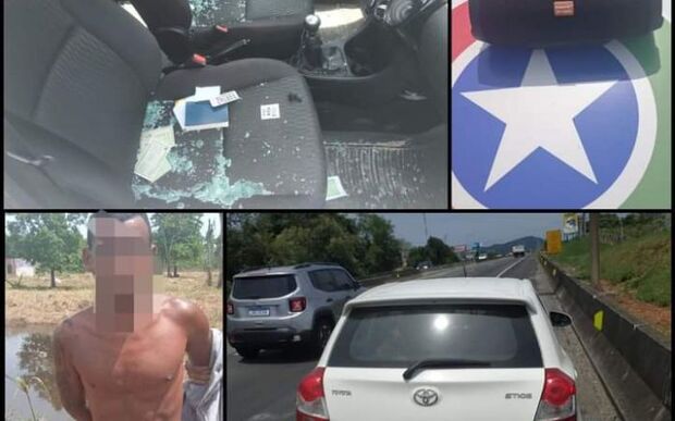 Balneário Piçarras: Quebrou o vidro de carro pra roubar caixa de som e tentou vazar de boa