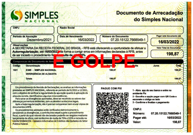 Via PIX: Receita Federal alerta para novo golpe com guia falsa do Simples Nacional