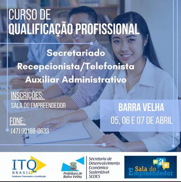 Treinamento: Prefeitura de Barra Velha oferece cursos de Qualificação Profissional