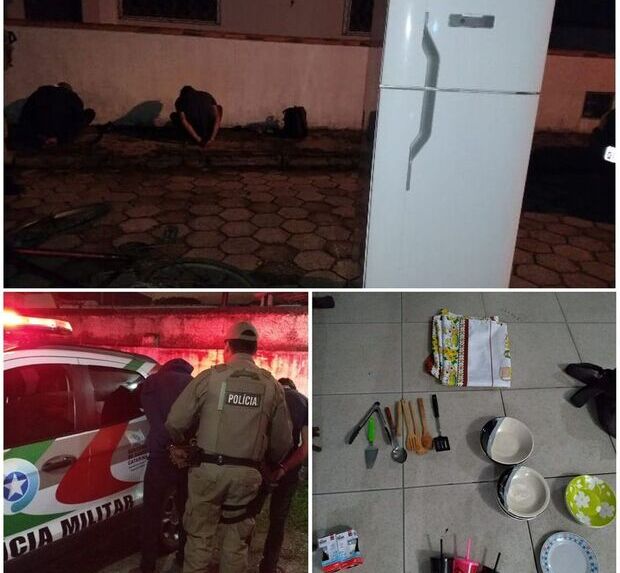 Põe na Consul: Dupla é presa carregando geladeira furtada no bairro Itacolomi