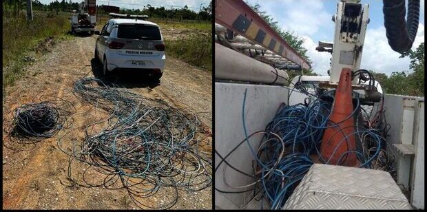 Balneário Piçarras - PM e Celesc dão flagra em 2 quilômetros de fios roubados no bairro Itacolomi