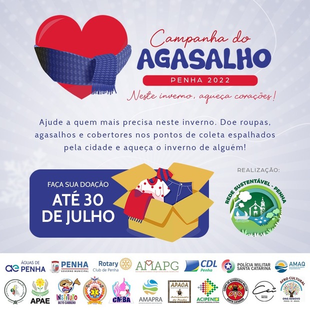 Campanha do Agasalho da Rede Sustentável segue recolhendo donativos em Penha
