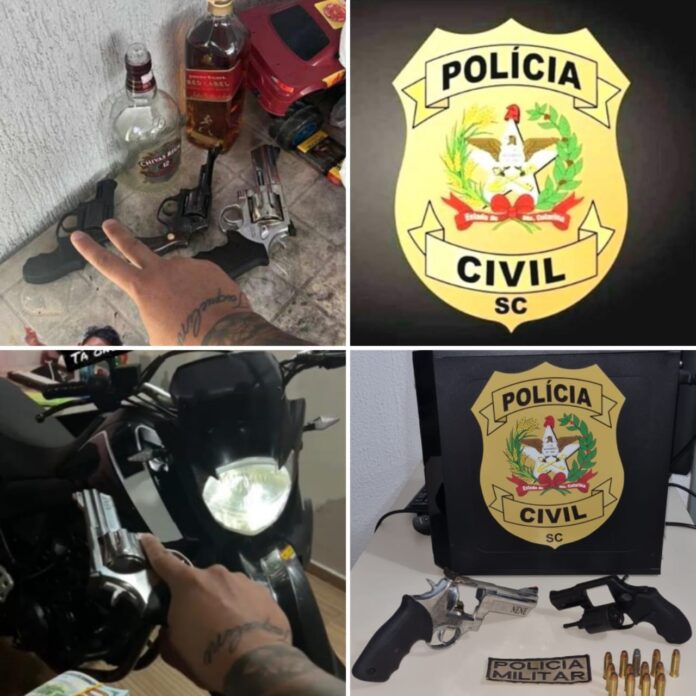 Barra Velha – Trio é preso com armas e veículos furtados no bairro São Cristóvão