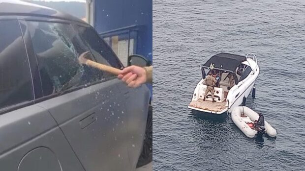 Porto Belo - Homem deixa mulher trancada em carro ao fugir da polícia em lancha