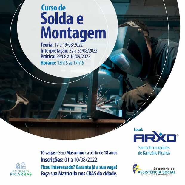 Balneário Piçarras - Assistência Social e ARXO ofertam curso de solda e moldagem