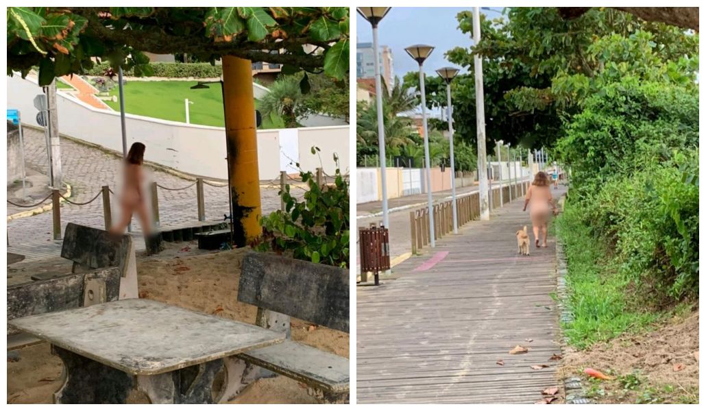 Mulher nua, com surto psicótico, desfila na praia de Balneário Piçarras dizendo que tinha o coronavírus