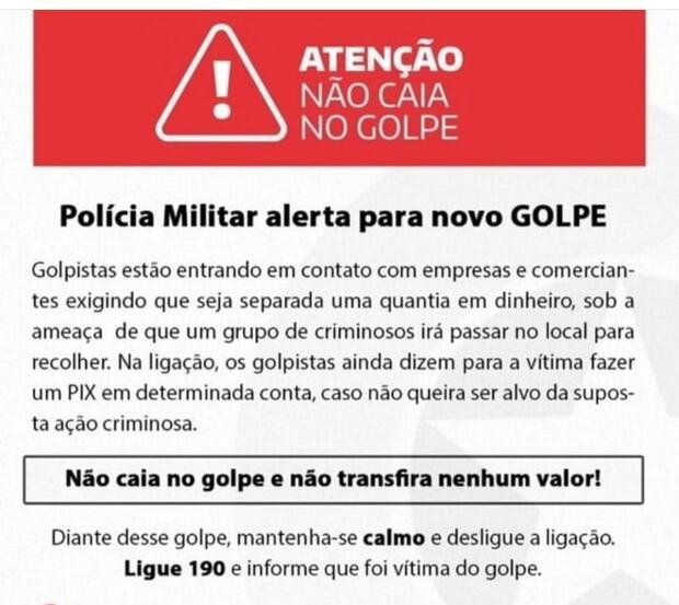 É Golpe – PM de Penha alerta sobre tentativa de extorsão por telefone com ameaça de assalto