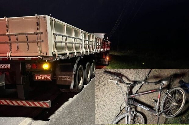 Araquari - Ciclista morre atropelada por caminhão na BR-280 próximo da Estrada do Rio do Morro