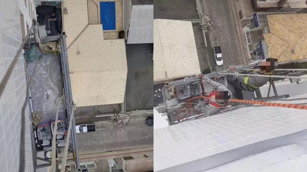 Tensão – Equipamento trava e operários ficam pendurados a 40 metros de altura em Navegantes