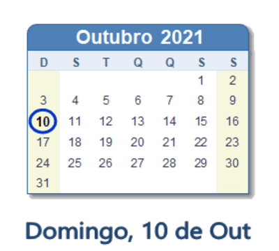 Dia 10 de outubro