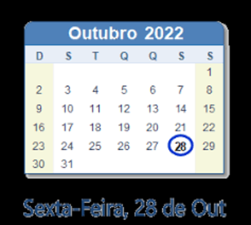 Dia 28 de outubro de 2022