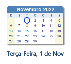 Dia 1 de novembro de 2022