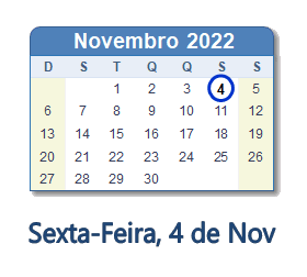 Dia 4 de novembro de 2022.