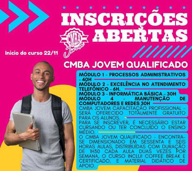 Oportunidade - CMBA de Penha abre inscrições para curso profissionalizante de Jovem Aprendiz