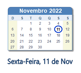 Dia 11 de novembro de 2022