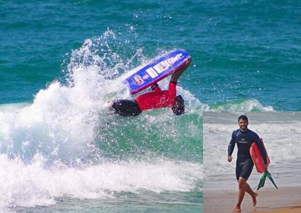 Na Água: O bodyboarder penhense, André Luiz da Silva, participa da 2ª etapa do Sul Brasileiro de Bodyboarding, no Paraná