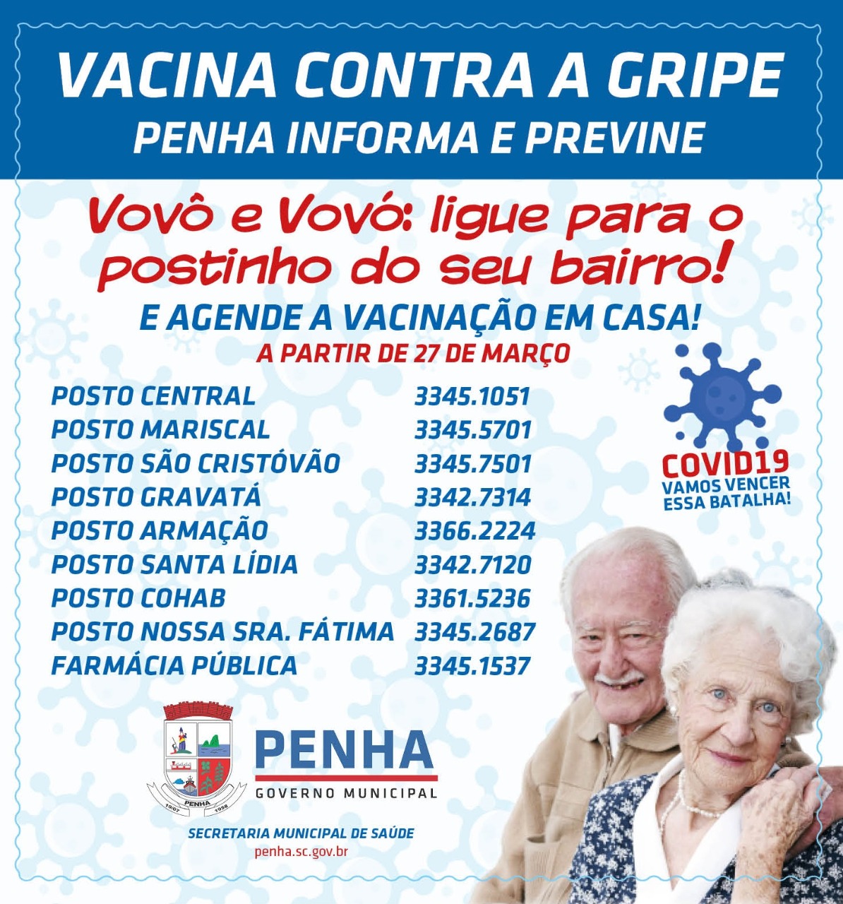 Penha: Idosos vão receber vacina contra gripe Influenza em casa