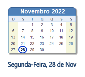 Dia 28 de novembro de 2022