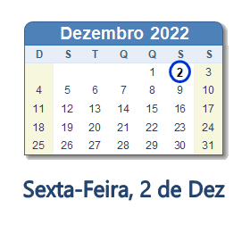 Dia 2 de dezembro de 2022