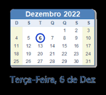 Dia 6 de dezembro de 2022
