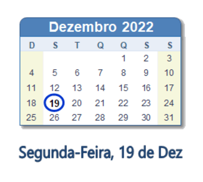 Dia 16 de dezembro de 2022