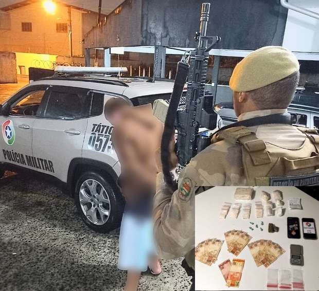 Penha – Traficante é preso na entrada do Mariscal vendendo maconha e cocaína