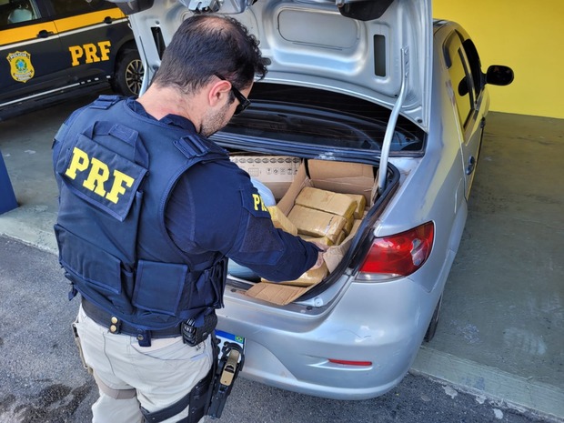 Joinville - PRF apreende 236 quilos de maconha e skunk e recupera veículo roubado na BR-101