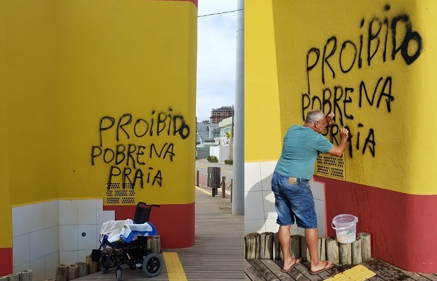 Balneário Piçarras - Secretaria de Segurança Pública localiza homem que pichou muros e espaços públicos da cidade