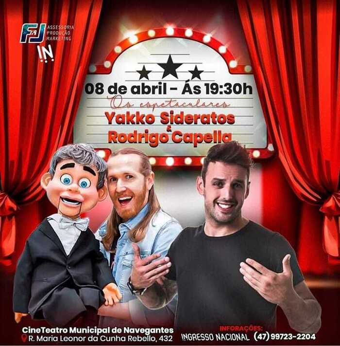 Navegantes - Amanhã tem Stand up comedy no Cineteatro com Yakko Sideratos e Rodrigo Capella