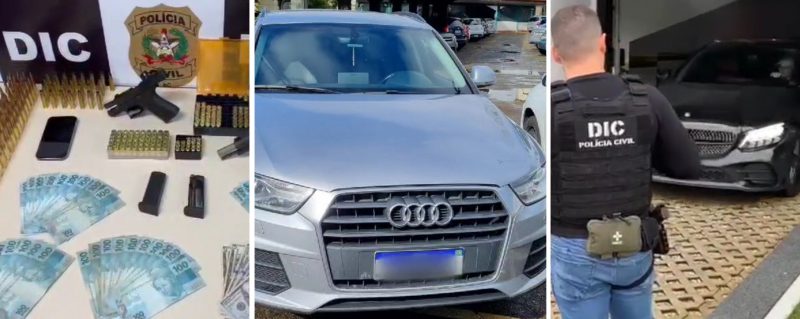 Itajaí - Polícia apreende carros de luxo e golpista com joias, dinheiro e munição