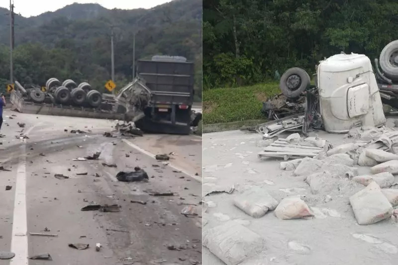 Caminhão tomba na Serra de Guaratuba e rodovia registra filas quilométricas