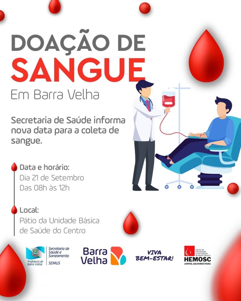 Hemosc de Joinville fará coleta de sangue no Centro de Barra Velha